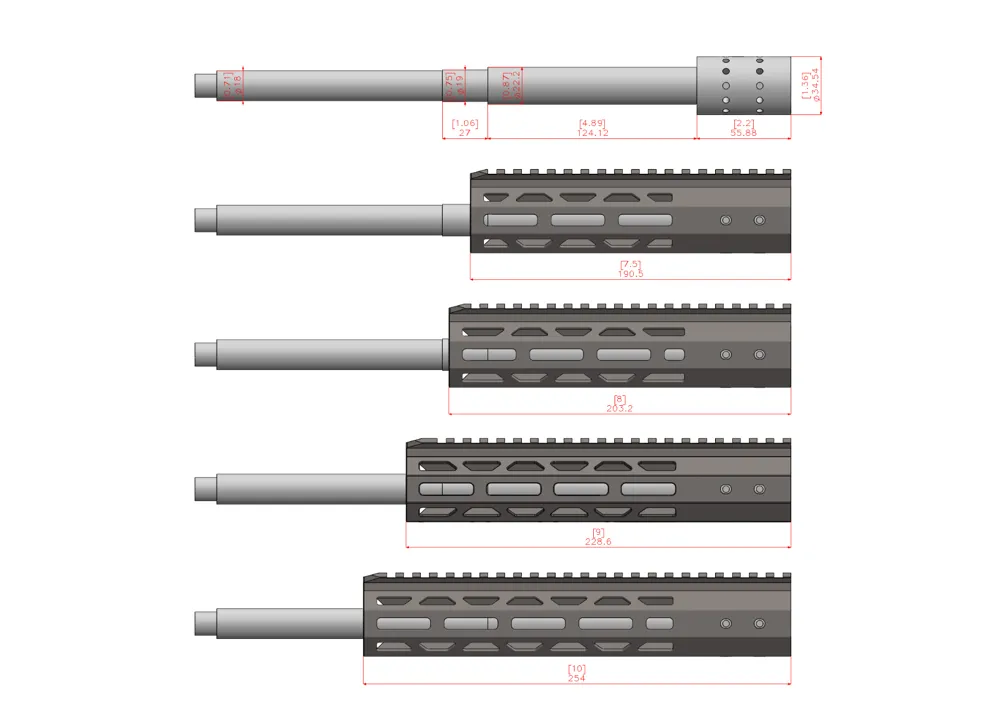 M-LOK Prednji Rukohvat / Više Dužina (7.5", 8", 9", 10")